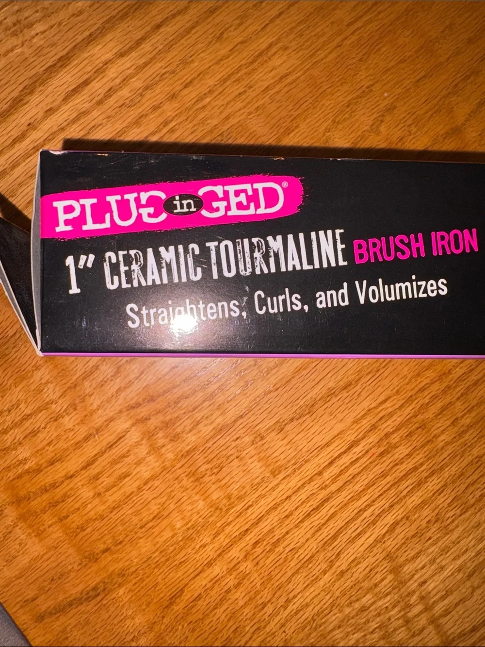 Plugged In 1” Ceramic Tourmaline Brush Iron - Straightens, Curls, and Volumizes